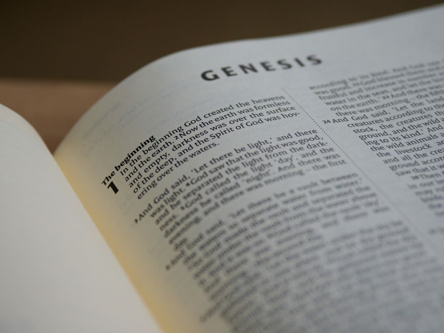 Open book turned to Genesis