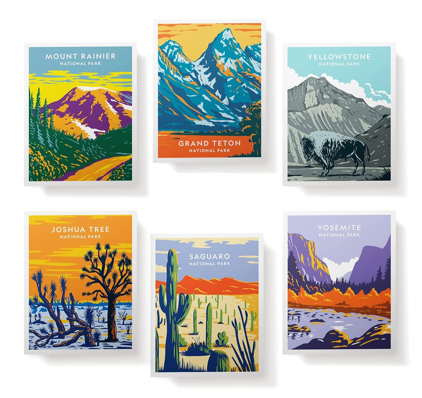 National park greeting cards laid out in a grid