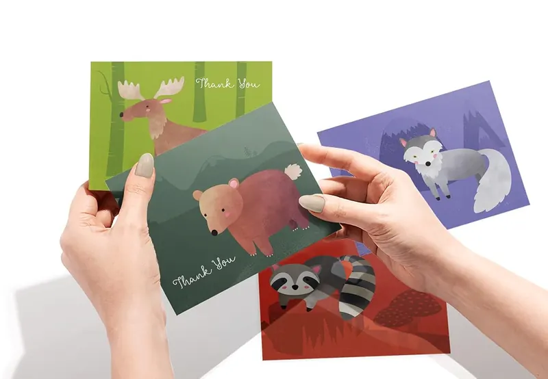 Another view of the Woodland Critters Thank You Cards
