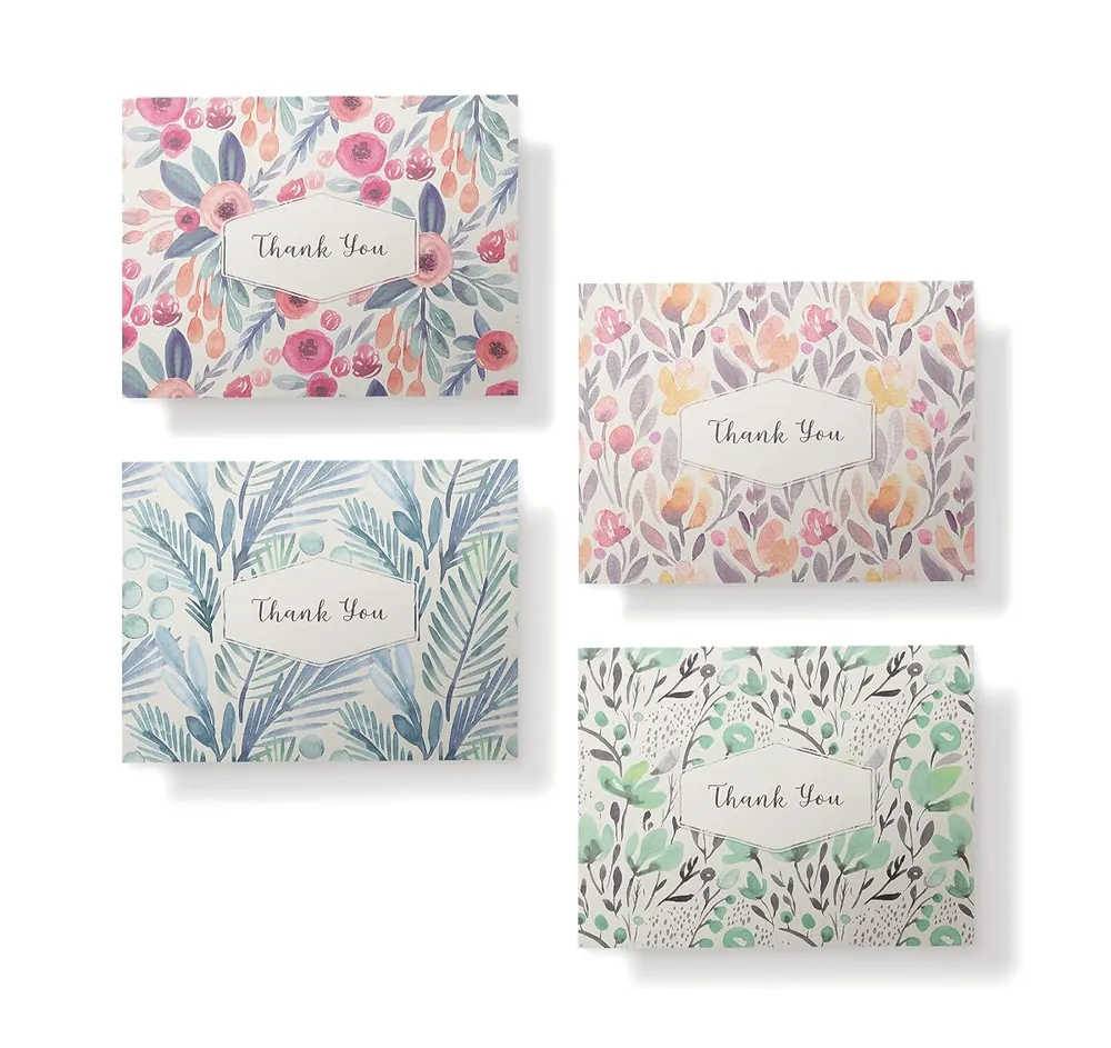 Watercolor Flowers Thank You Cards