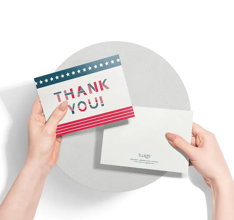 Another view of the Stars and Stripes Thank You Cards