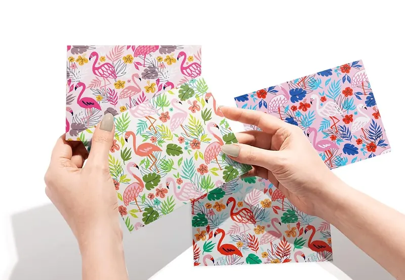 Another view of the Pink Flamingo Thank You Cards