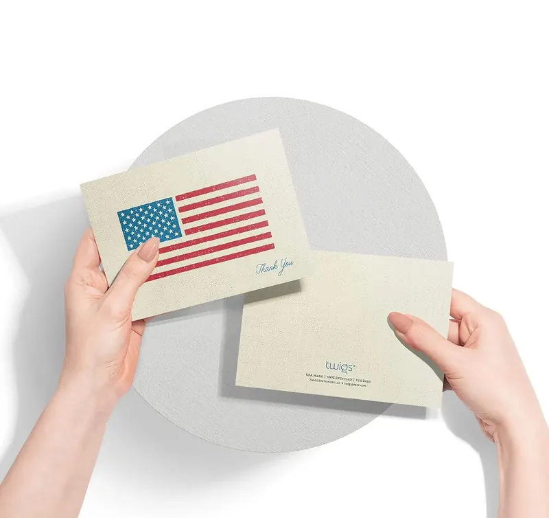 Another view of the American Flag Thank You Cards