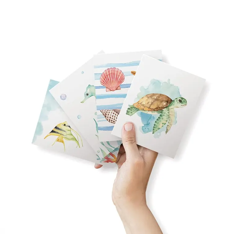 Another view of the Marine Sea Animal Thank You Cards