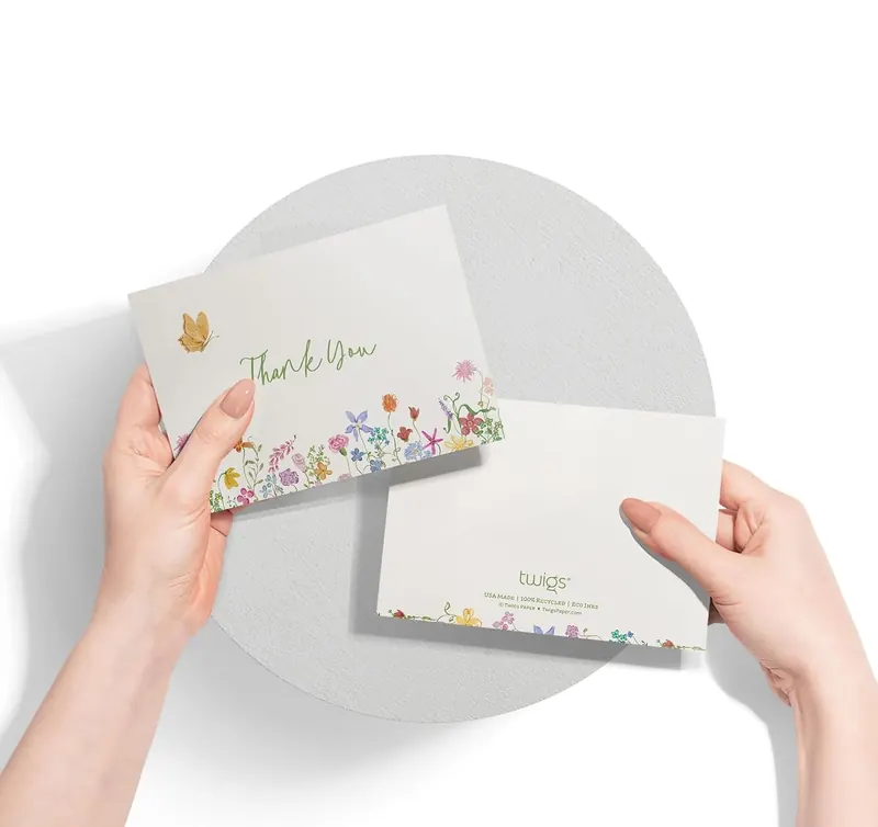Another view of the Whimsical Florals Thank You Cards