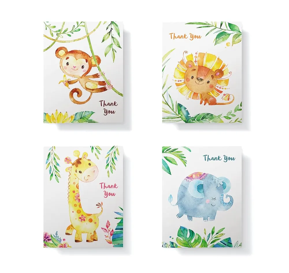 Jungle Safari Baby Shower Thank You Cards