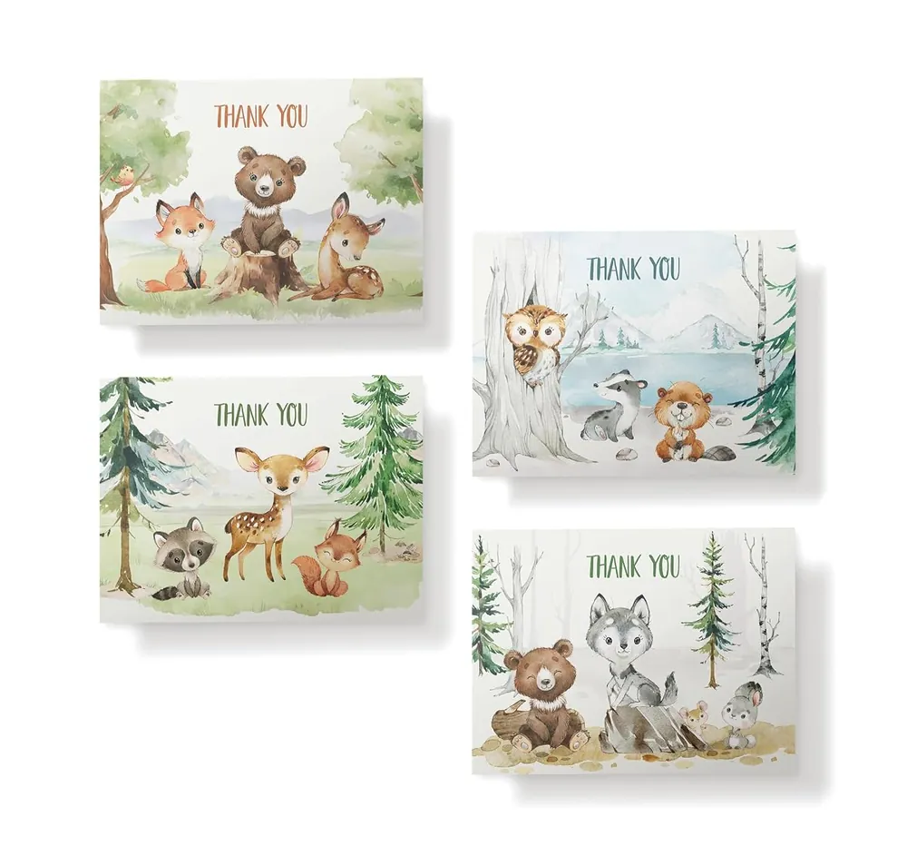 Woodland Animals Baby Shower Thank You Cards