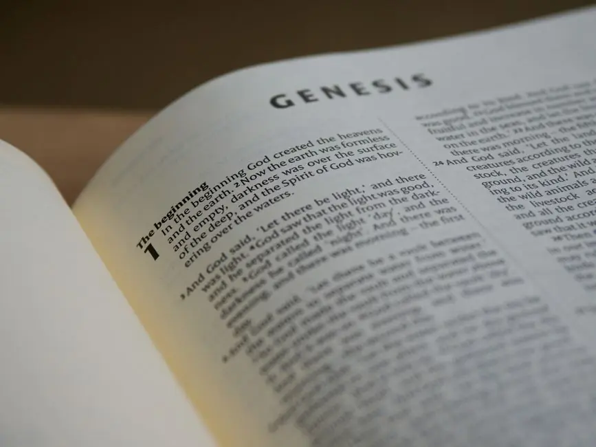 Open book turned to Genesis
