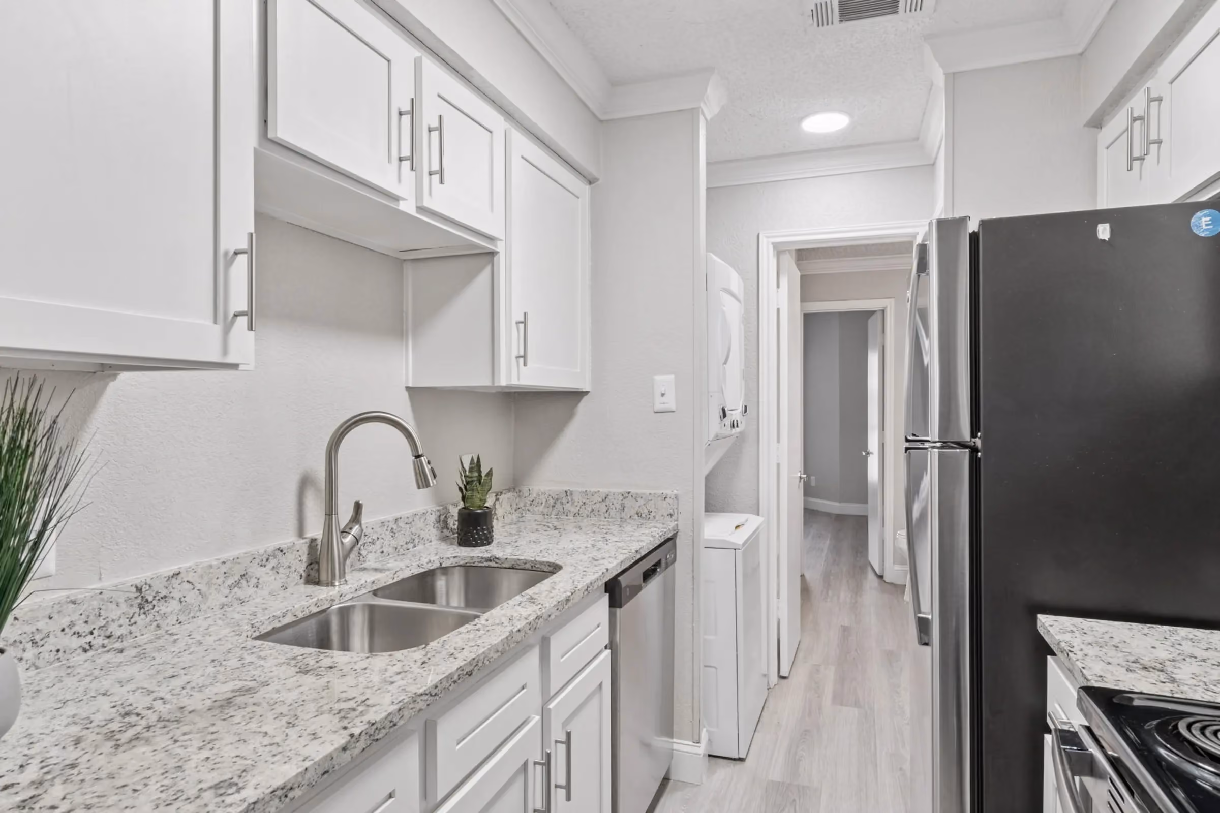 Kitchen with white cabinets
