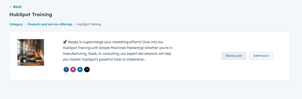 Sample post about HubSpot training