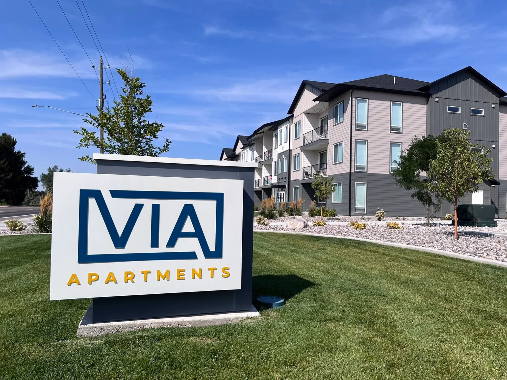 Via Apartments monument sign
