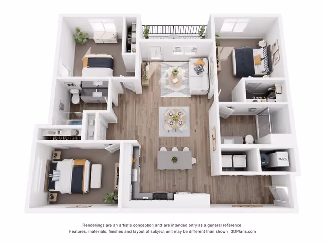 3A Three Bedroom layout