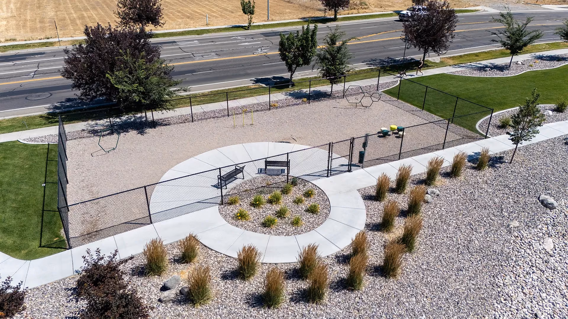 Aerial view of dog park