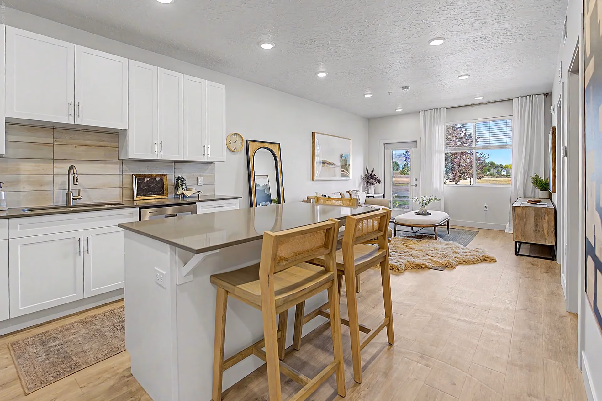 Kitchen with white cabinets