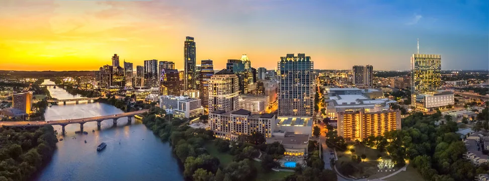 Austin skyline used as contextual imagery for a confidential renovation