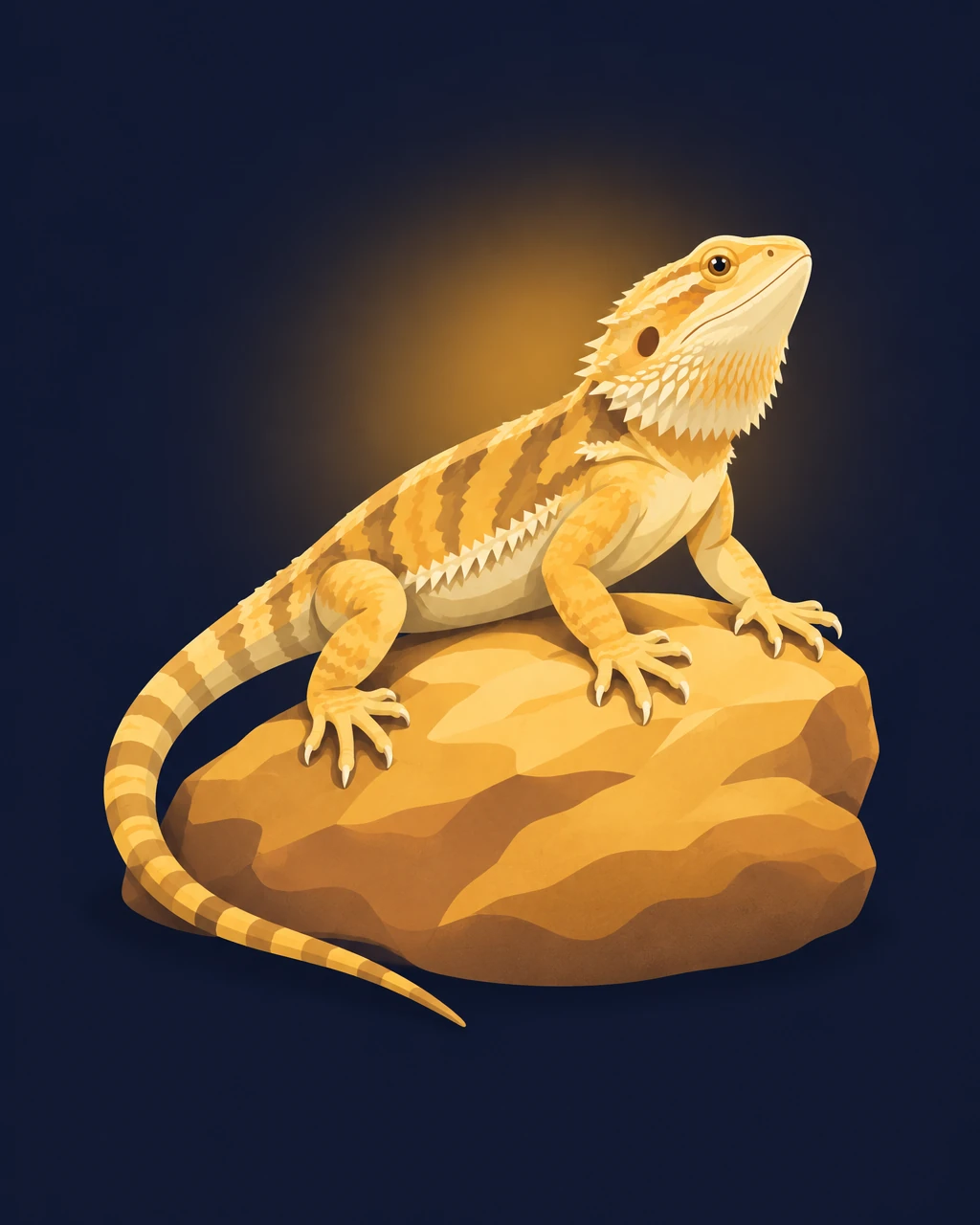 Bearded dragon basking on a warm rock
