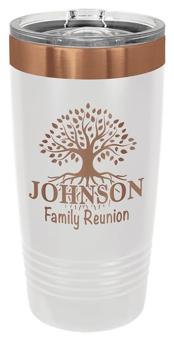20 oz. White/Rose Gold Ringneck Tumbler — catalog reference 590