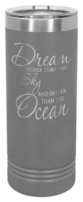 22 oz. Dark Gray Skinny Tumbler with Slider Lid — catalog reference 417