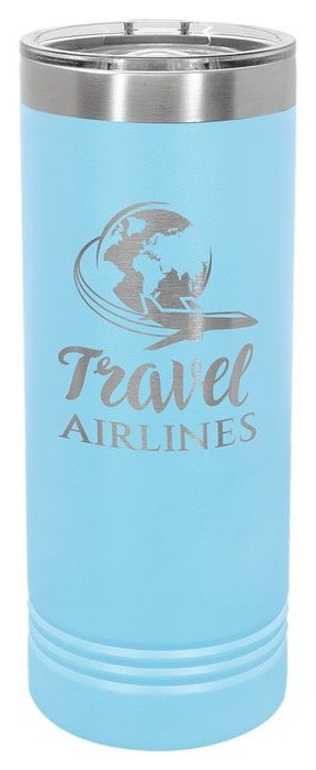 22 oz. Light Blue Skinny Tumbler with Slider Lid — catalog reference 414
