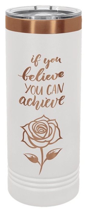 22 oz. White/Rose Gold Skinny Tumbler — catalog reference 589