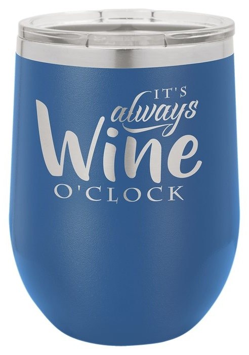 12 oz. Royal Blue Stemless Wine Tumbler with Standard Lid — catalog reference 353
