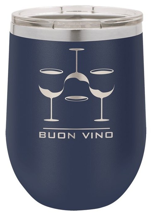 12 oz. Navy Blue Stemless Wine Tumbler with Standard Lid — catalog reference 360