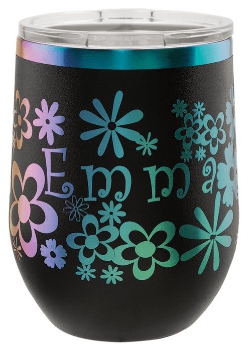 12 oz. Black/Prism Stemless Wine Tumbler with Standard Lid — catalog reference 567