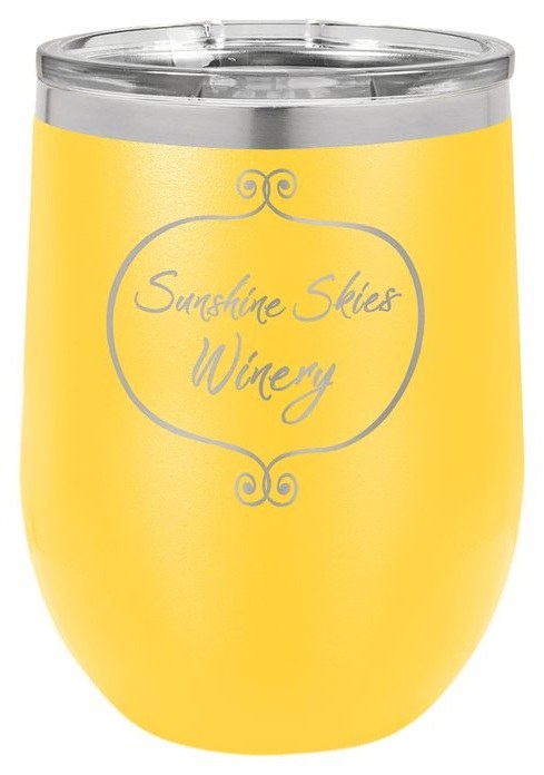 12 oz. Yellow Stemless Wine Tumbler with Standard Lid — catalog reference 365