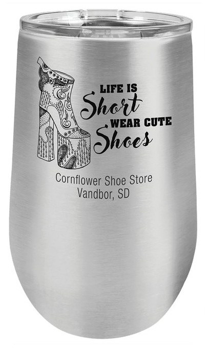 16 oz. Stainless Steel Stemless Wine Tumbler with Standard Lid — catalog reference 338