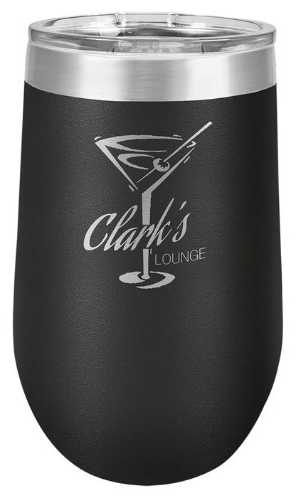 16 oz. Black Stemless Wine Tumbler with Standard Lid — catalog reference 339