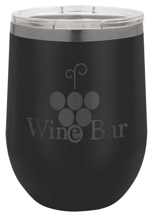 12 oz. Black/Ghost Black Stemless Wine Tumbler with Standard Lid — catalog reference 564