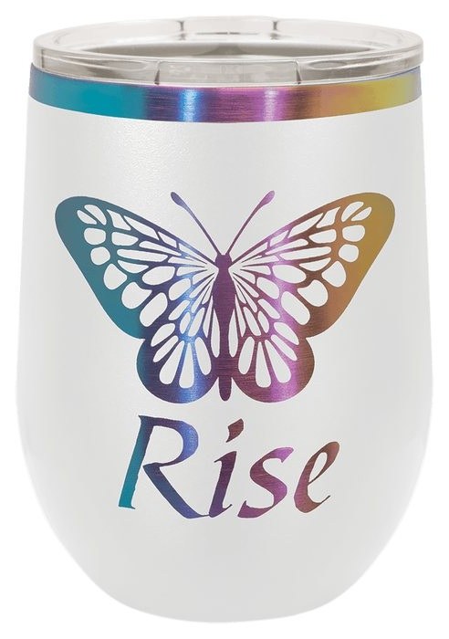 12 oz. White/Prism Stemless Wine Tumbler with Standard Lid — catalog reference 582
