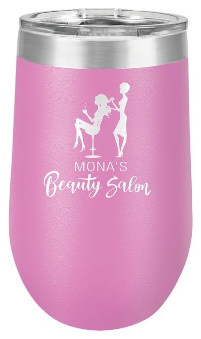 16 oz Vacuum Insulated Stemless Wine Tumbler with Standard Lid - light pink — catalog reference 345