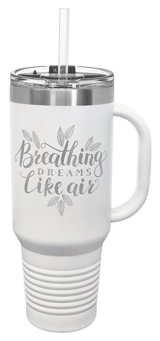 40 oz. White Travel Mug with Handle & Straw — catalog reference 492