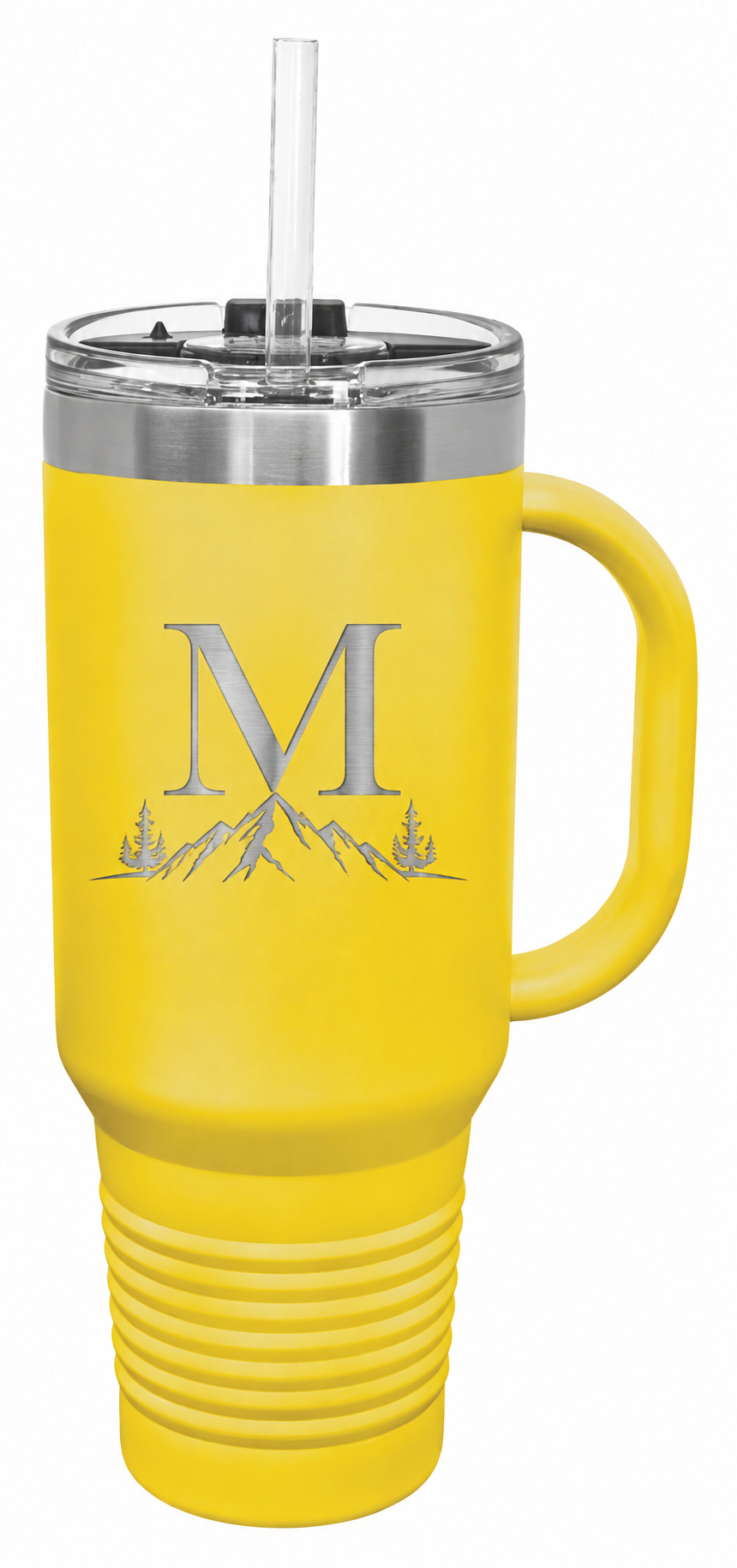 40 oz. Yellow Travel Mug with Handle & Straw — catalog reference 500