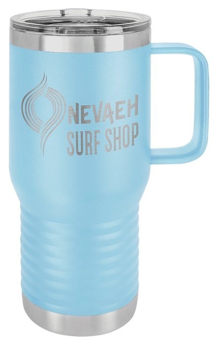 20 oz. Light Blue Vacuum Insulated Travel Mug with Slider Lid — catalog reference 755