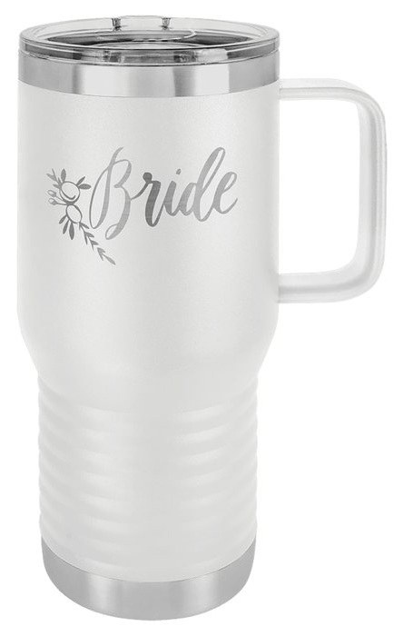 20 oz. White Vacuum Insulated Travel Mug with Slider Lid — catalog reference 762