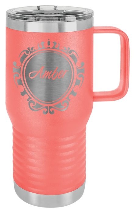 20 oz. Coral Vacuum Insulated Travel Mug with Slider Lid — catalog reference 765