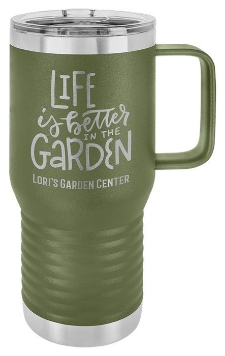 20 oz. Olive Green Vacuum Insulated Travel Mug with Slider Lid — catalog reference 766