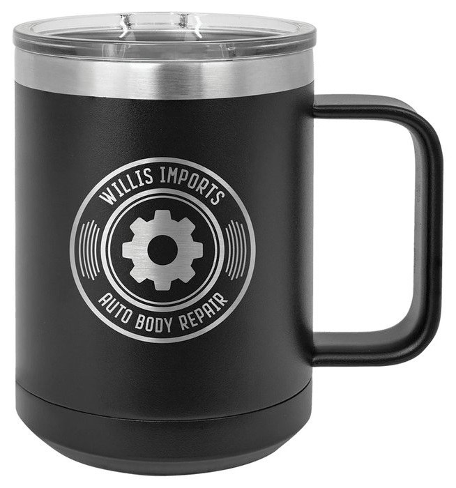 15 oz. Black Vacuum Insulated Mug with Slider Lid — catalog reference 297