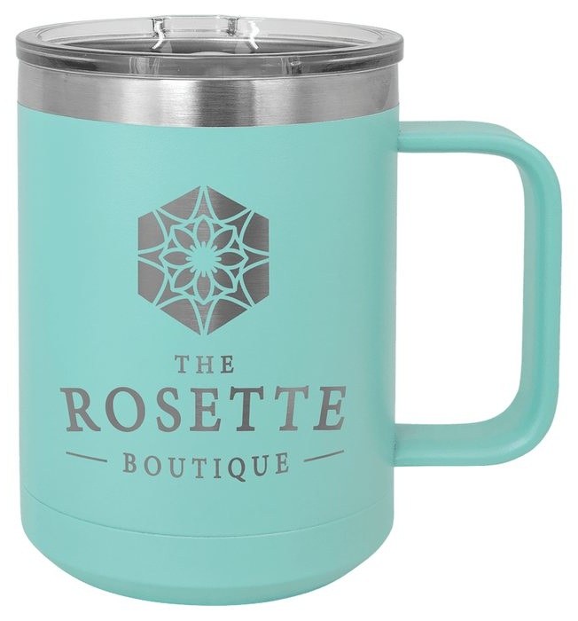 15 oz. Teal Vacuum Insulated Mug with Slider Lid — catalog reference 301
