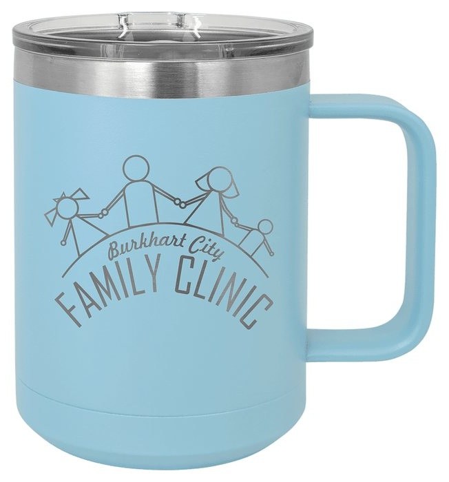 15 oz. Light Blue Vacuum Insulated Mug with Slider Lid — catalog reference 302