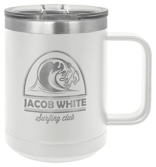 15 oz. White Vacuum Insulated Mug with Slider Lid — catalog reference 309