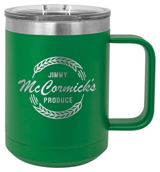 15 oz. Green Vacuum Insulated Mug with Slider Lid — catalog reference 310