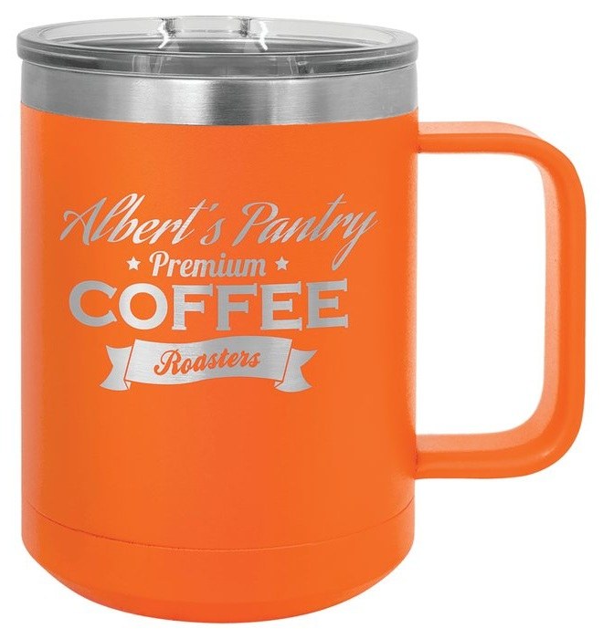 15 oz. Orange Vacuum Insulated Mug with Slider Lid — catalog reference 307