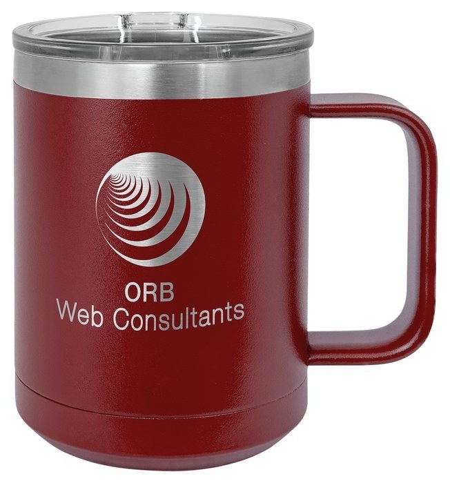 15 oz Handled Coffee Mug Slider - maroon — catalog reference 308