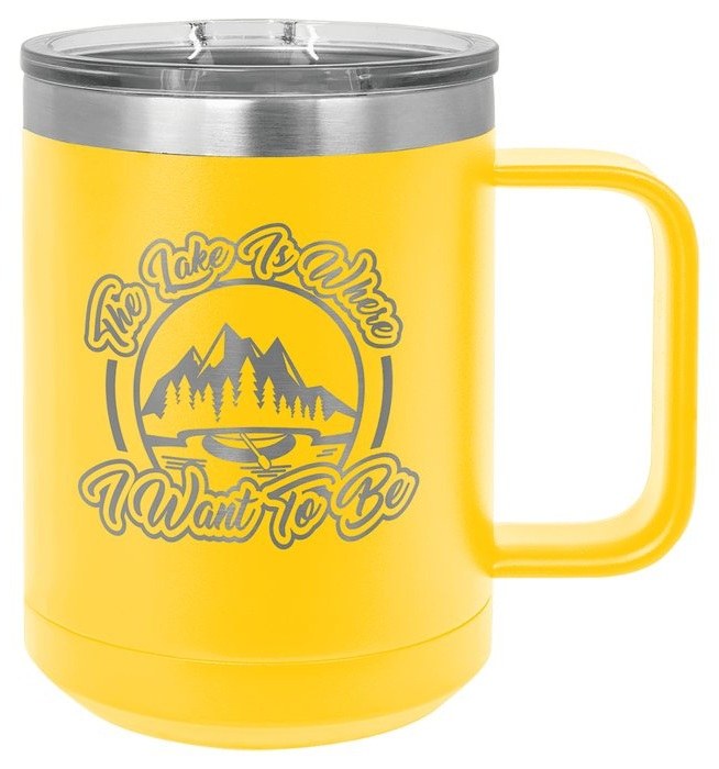 15 oz. Yellow Vacuum Insulated Mug with Slider Lid — catalog reference 311