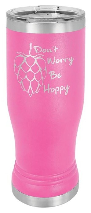 14 oz. Pink Pilsner Tumbler with Standard Lid — catalog reference 371