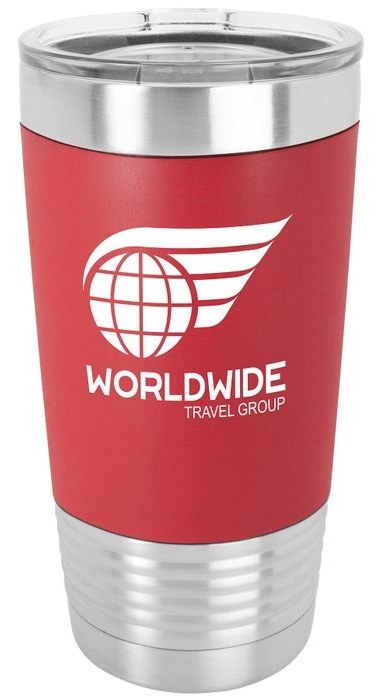 20 oz. Red/White Silicone Grip Tumbler with Standard Lid — catalog reference 402