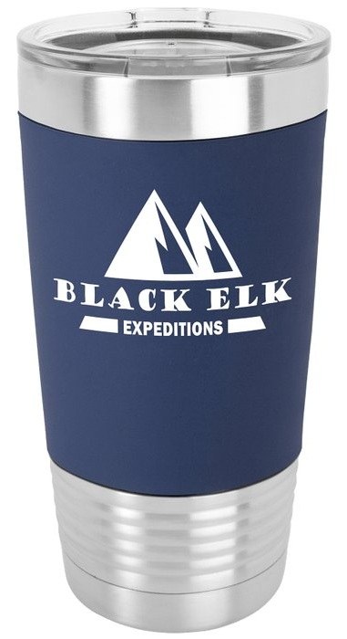 20 oz. Navy Blue/White Silicone Grip Tumbler with Standard Lid — catalog reference 404